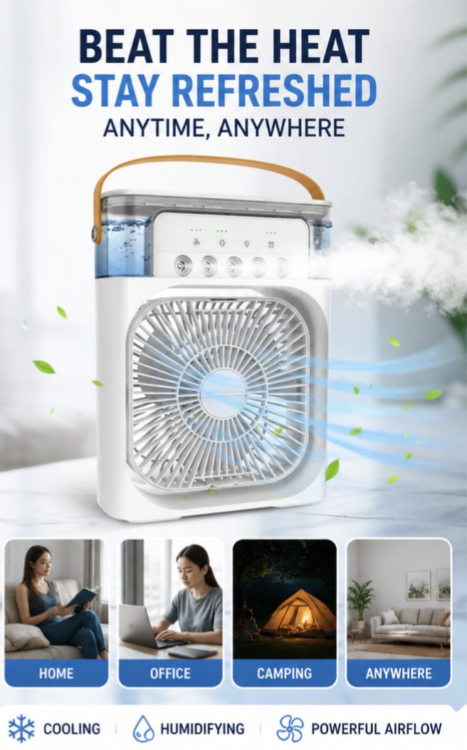 Portable Mini Air Cooler – USB Rechargeable Personal Cooling Fan